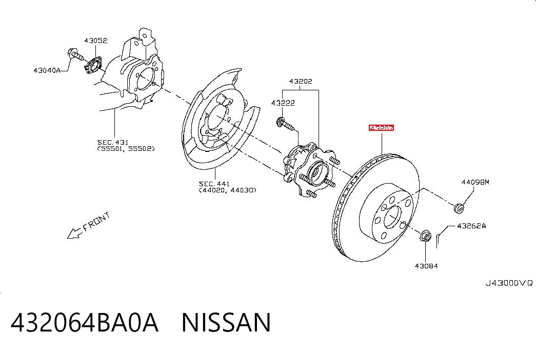 432064BA0A Nissan/Infiniti Дискові гальма