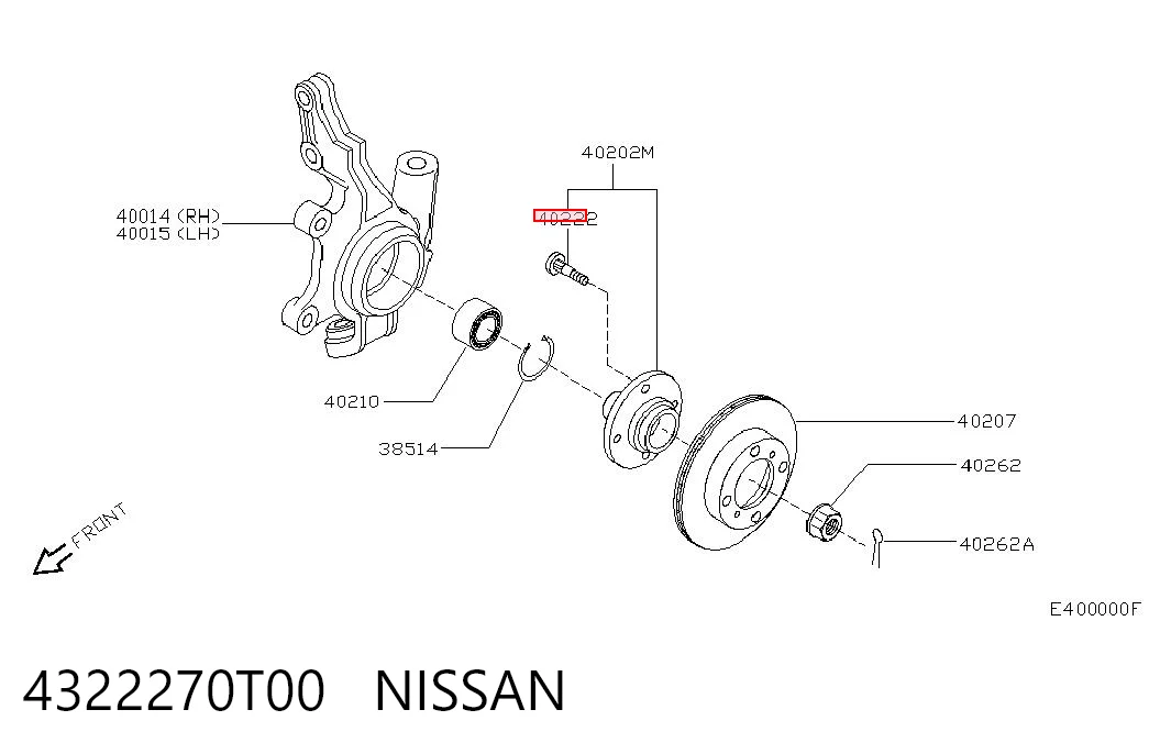 4322270T00 Nissan/Infiniti Болт кріплення колеса передній