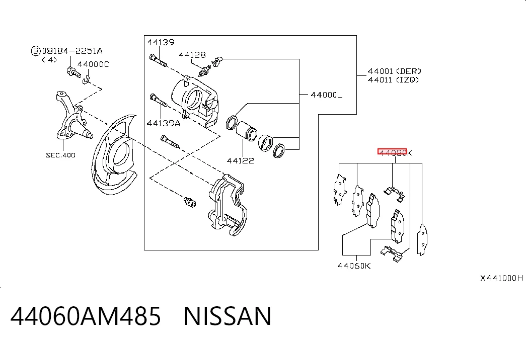 44060AM485 Nissan/Infiniti Колодки гальмівні задні, дискові