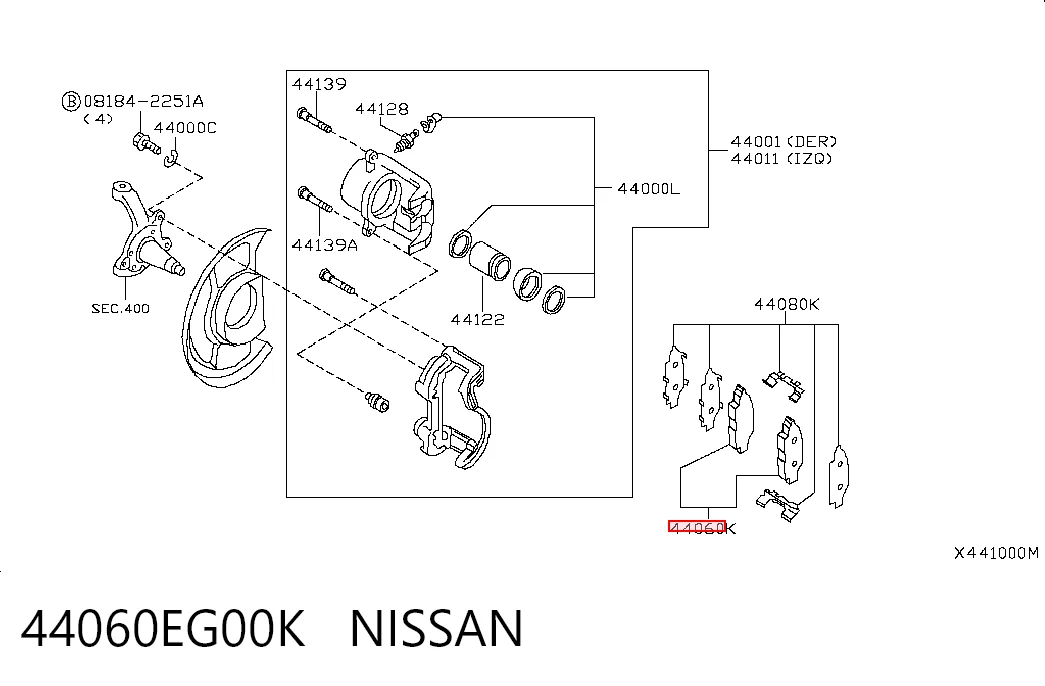 44060EG00K Nissan/Infiniti Колодки гальмівні задні, дискові