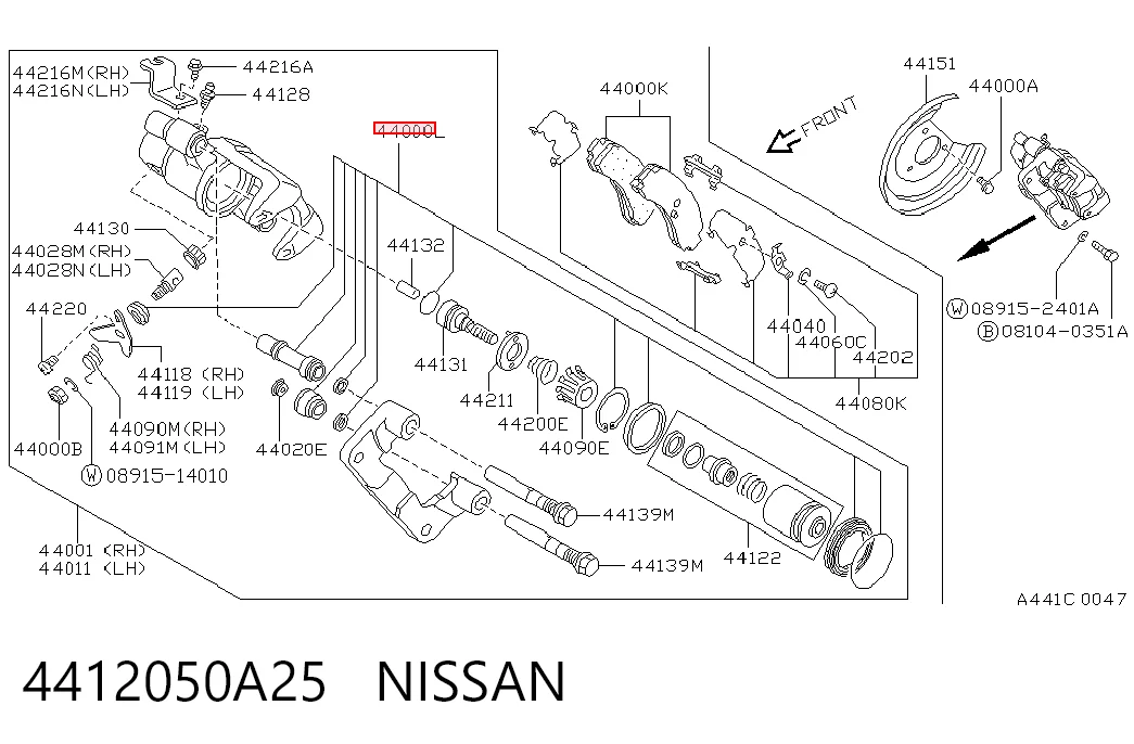 Ремкомплект заднього гальмівного супорта на Nissan Sunny III N14