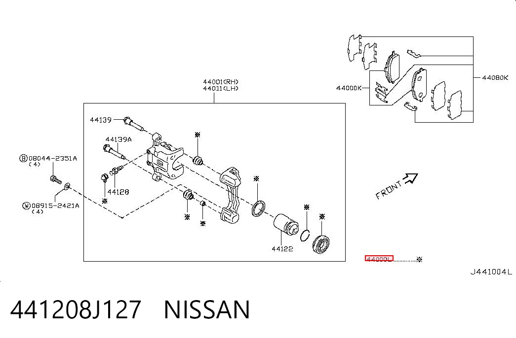 Купити Ремкомплект супорту Nissan X-Trail  T30