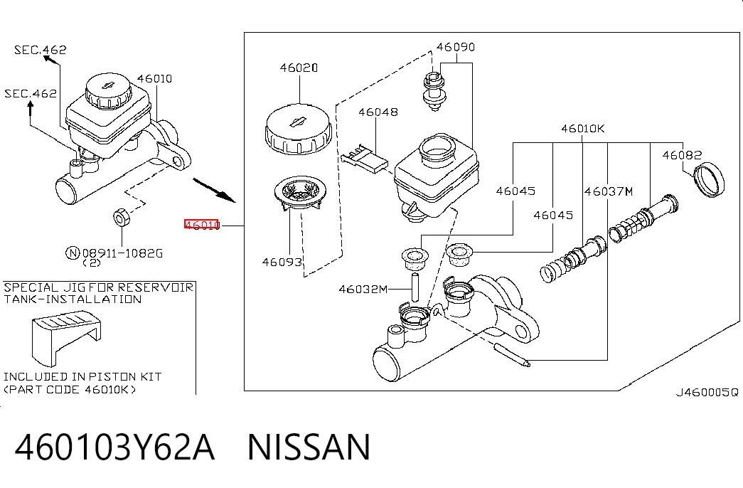 Циліндр гальмівний, головний на Nissan Maxima  A33