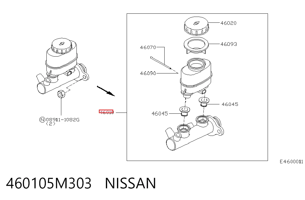 Циліндр гальмівний, головний на Nissan Almera II N16