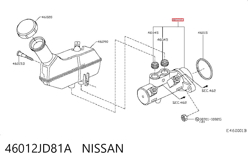 Циліндр гальмівний, головний на Nissan Qashqai I J10