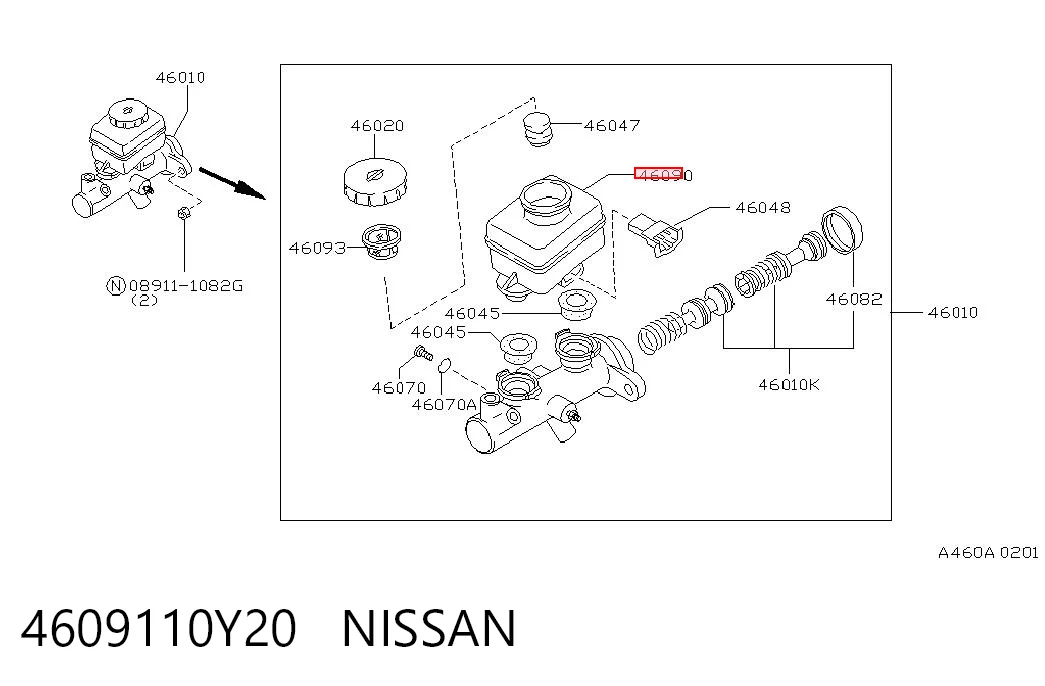 Бачок головного гальмівного циліндру (гальмівної рідини) Nissan Pathfinder R50