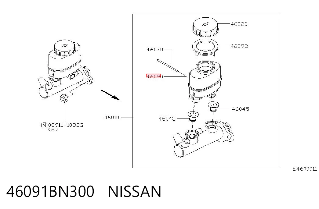 Бачок головного гальмівного циліндру на Nissan Almera II N16