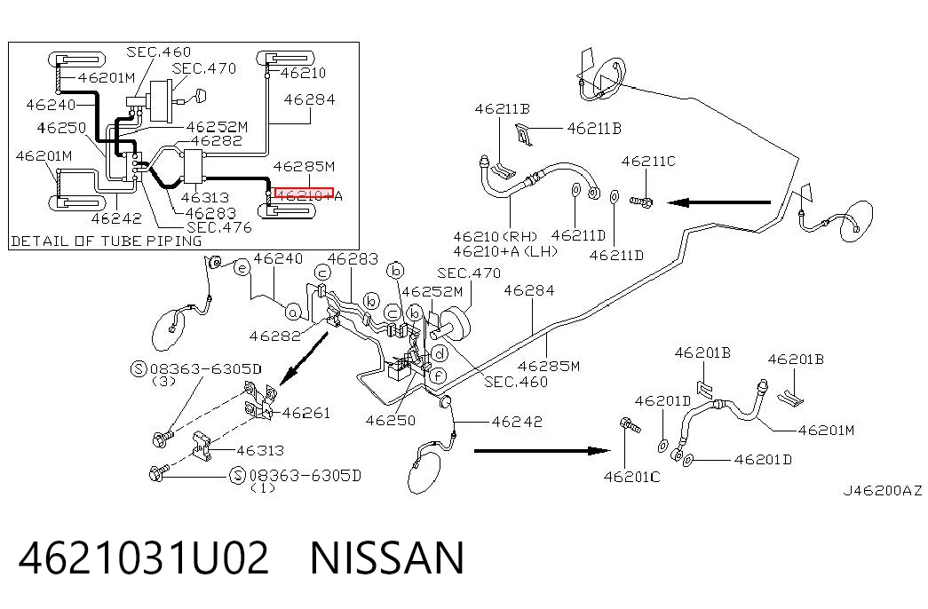 4621031U02 Nissan/Infiniti Шланг гальмівний передній, лівий