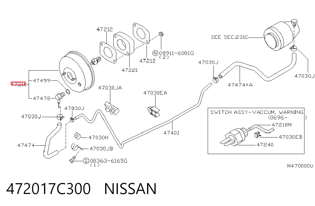 Підсилювач гальм вакуумний на Nissan Serena  C23