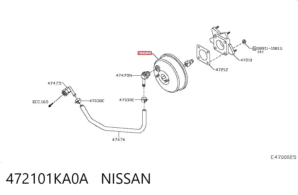 Підсилювач гальм вакуумний на Nissan JUKE JPN F15