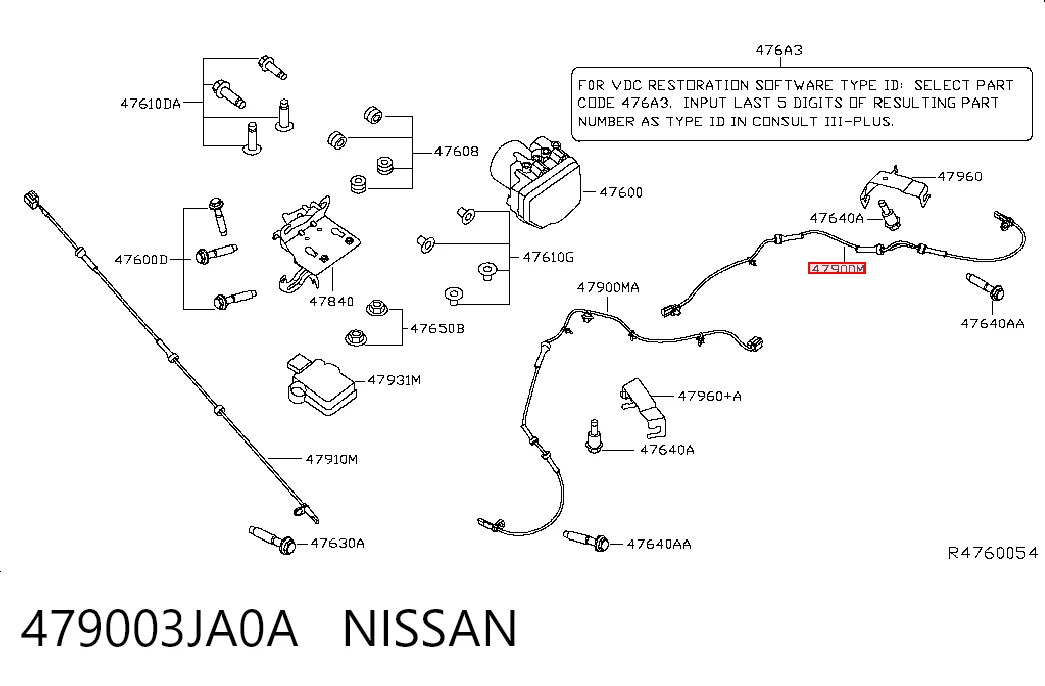 479003JA0A Nissan/Infiniti Датчик АБС (ABS) задній правий