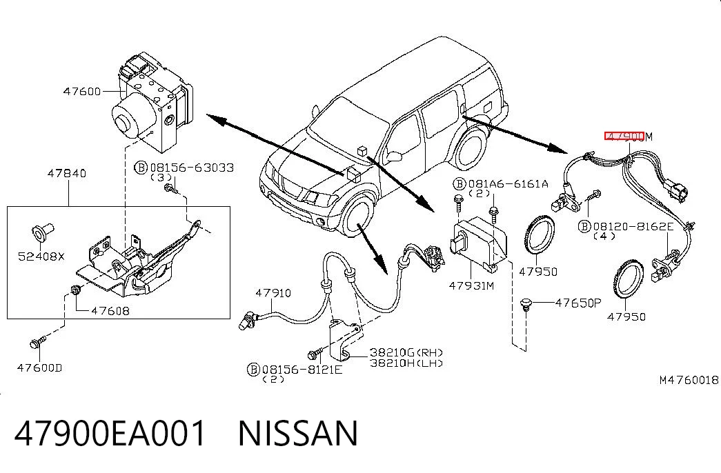 47900EA001 Nissan/Infiniti Датчик АБС (ABS) задній