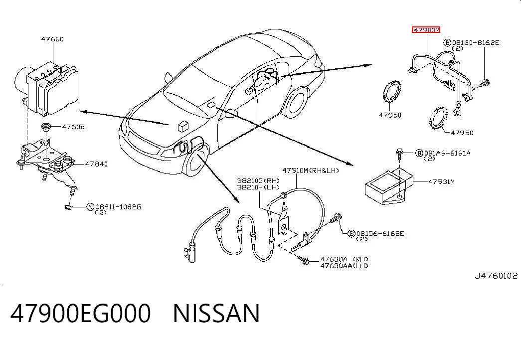 47900EG000 Nissan/Infiniti Датчик АБС (ABS) задній
