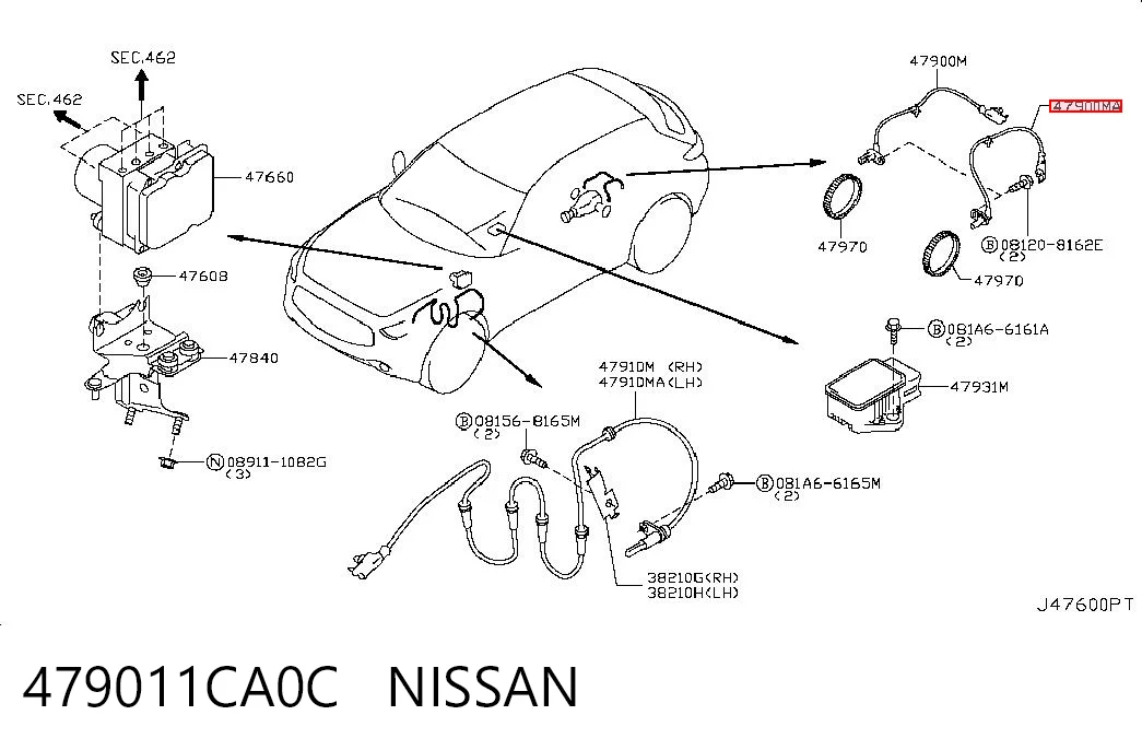 479011CA0C Nissan/Infiniti Датчик ABS задній лівий