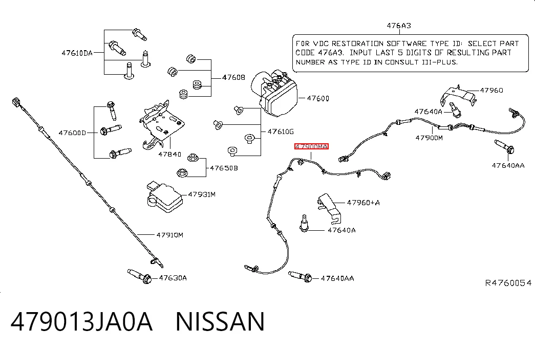 479013JA0A Nissan/Infiniti Датчик ABS задній лівий
