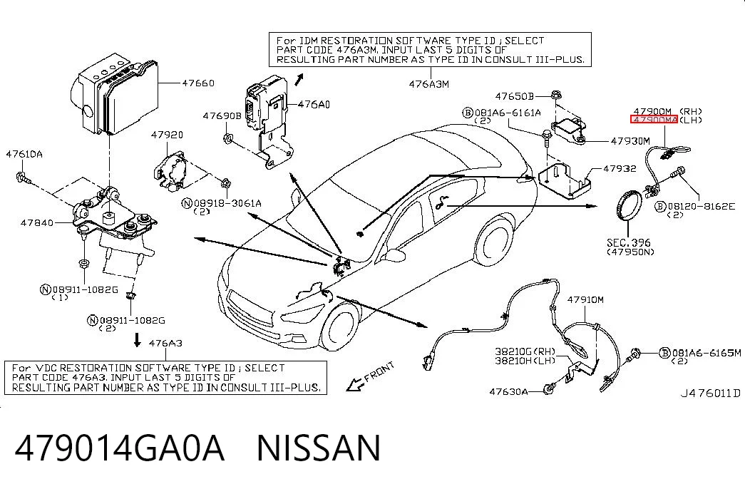 479014GA0A Nissan/Infiniti Датчик ABS задній лівий