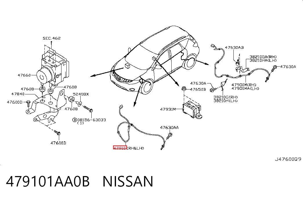 Датчик ABS передній Nissan Murano позашляховик (Z51) (2007 - 2014) ціна, від 17.46 USD