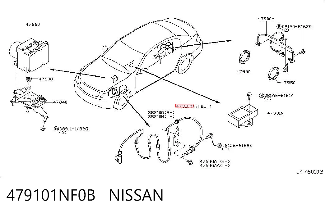 479101NF0B Nissan/Infiniti Датчик АБС