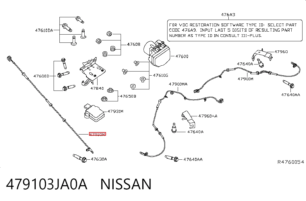 479103JA0A Nissan/Infiniti Провід датчика АБС передній