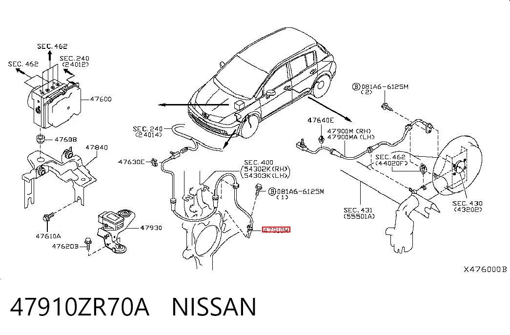 Передній датчик ABS Nissan Tiida 