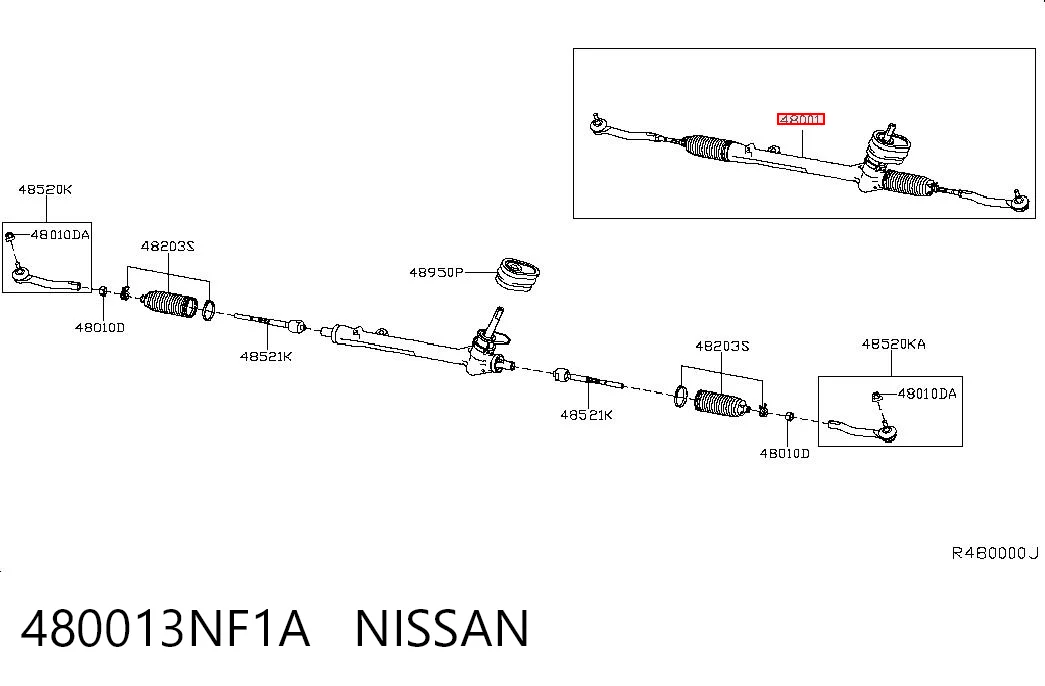 Рейковий рульовий механізм на Nissan LEAF I ZE0U