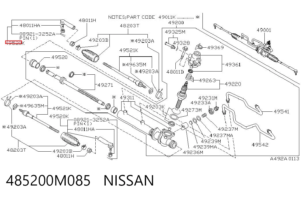 485200M085 Nissan/Infiniti Зовнішній наконечник рульової тяги