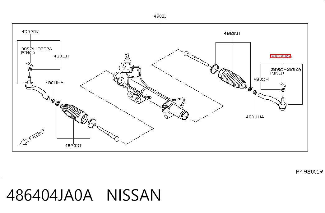 Купити 486404JA0A Renault (RVI) Накінечник поперечної рульової тяги