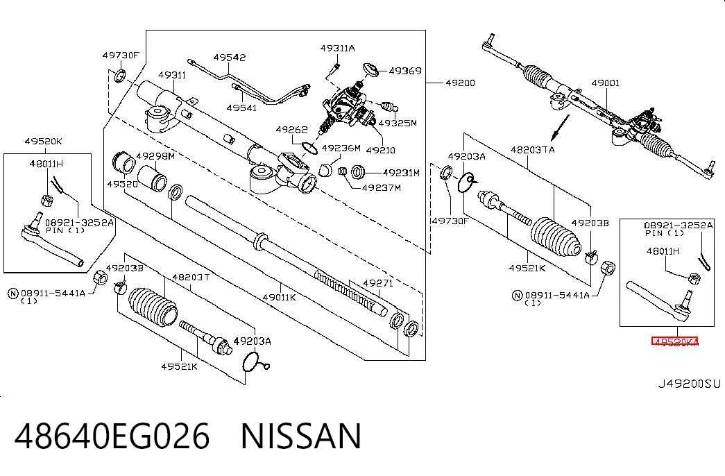 48640EG026 Nissan/Infiniti Зовнішній наконечник рульової тяги