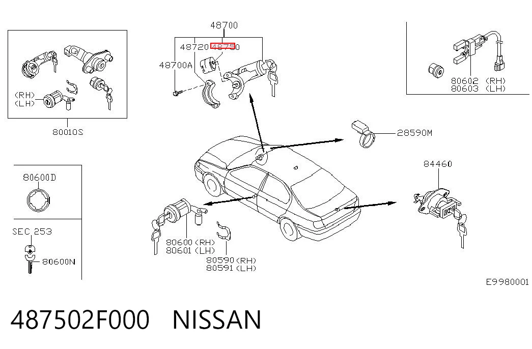 Контактна група замка на Nissan Almera II N16