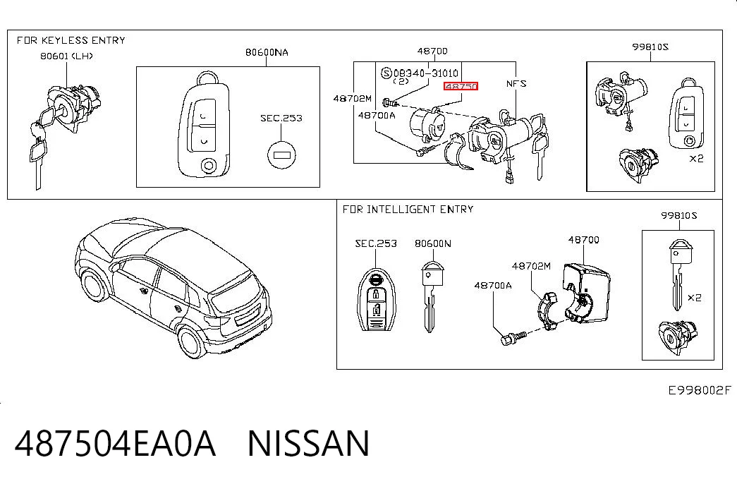 Замок запалювання, контактна група Nissan Qashqai 2 J11