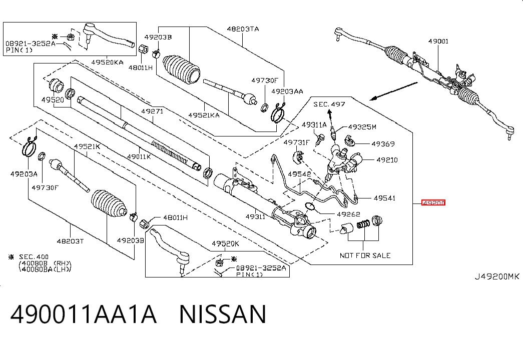 Рейковий рульовий механізм на Nissan Murano  Z51