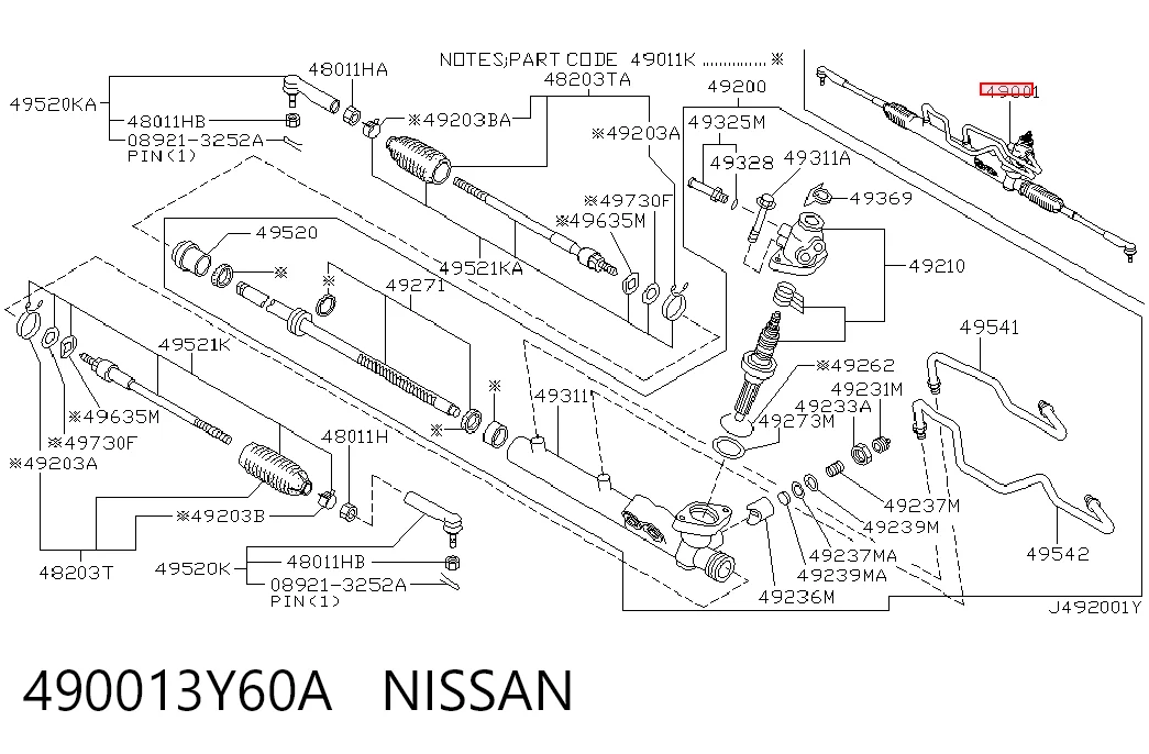 Рейковий рульовий механізм на Nissan Maxima  A33