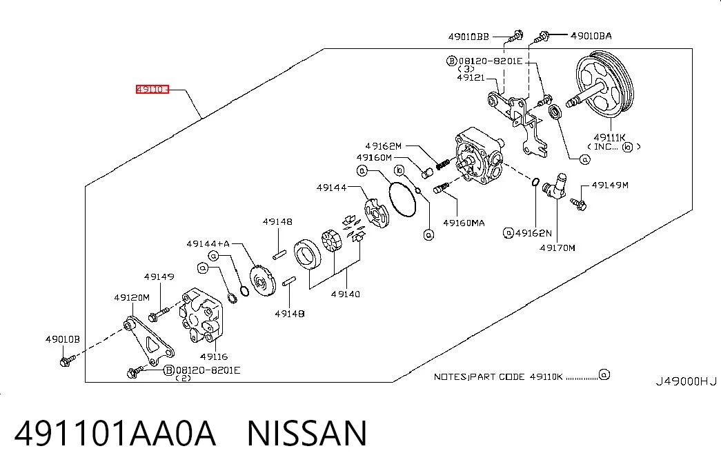  Насос ГУР Nissan Teana 