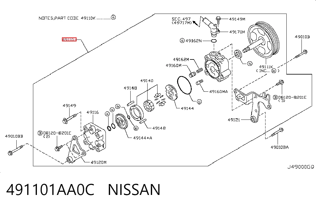 Насос гідропідсилювача на Nissan Teana  J32