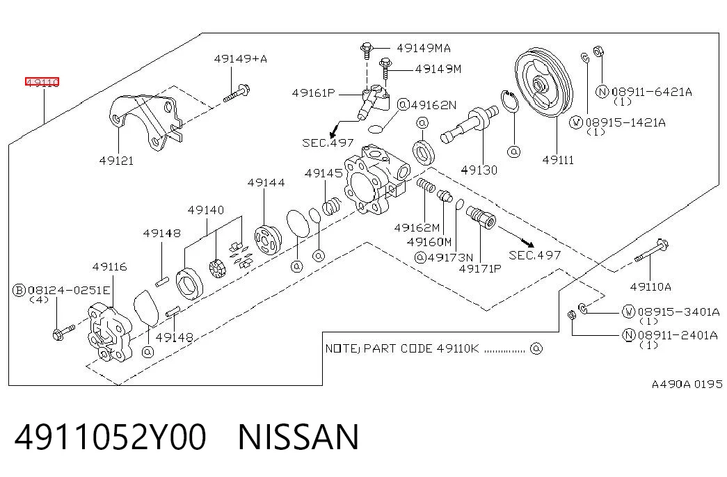 Насос гідропідсилювача на Nissan Sunny III N14