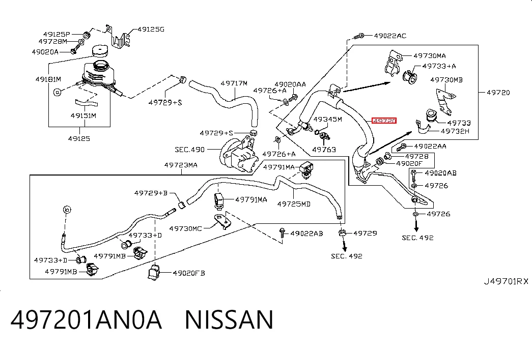 Трубка високого тиску ГПК на Nissan Murano  Z51