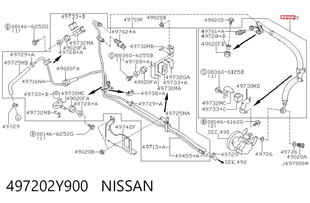 Купити Шланг гідропідсилювача Nissan Maxima  A33
