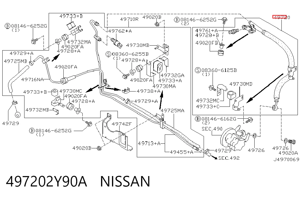  Шланг гідропідсилювача Nissan Maxima 