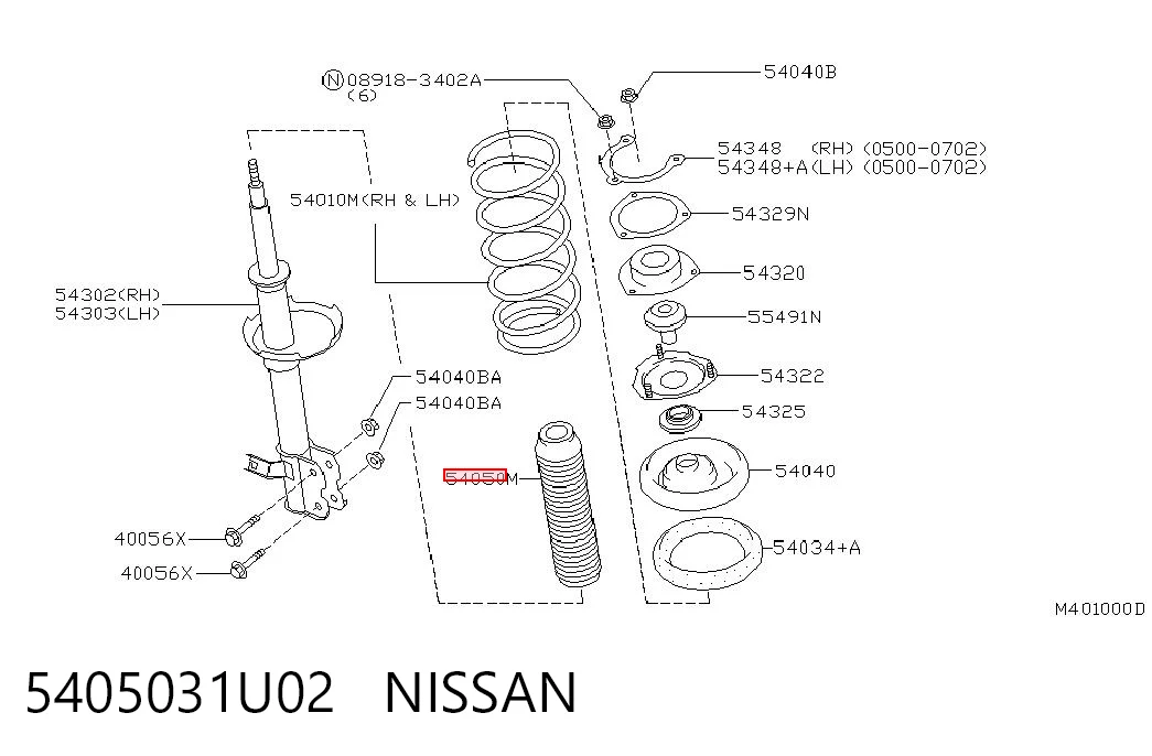 Купити 5405031U01 Renault (RVI) Пильник амортизатора переднього