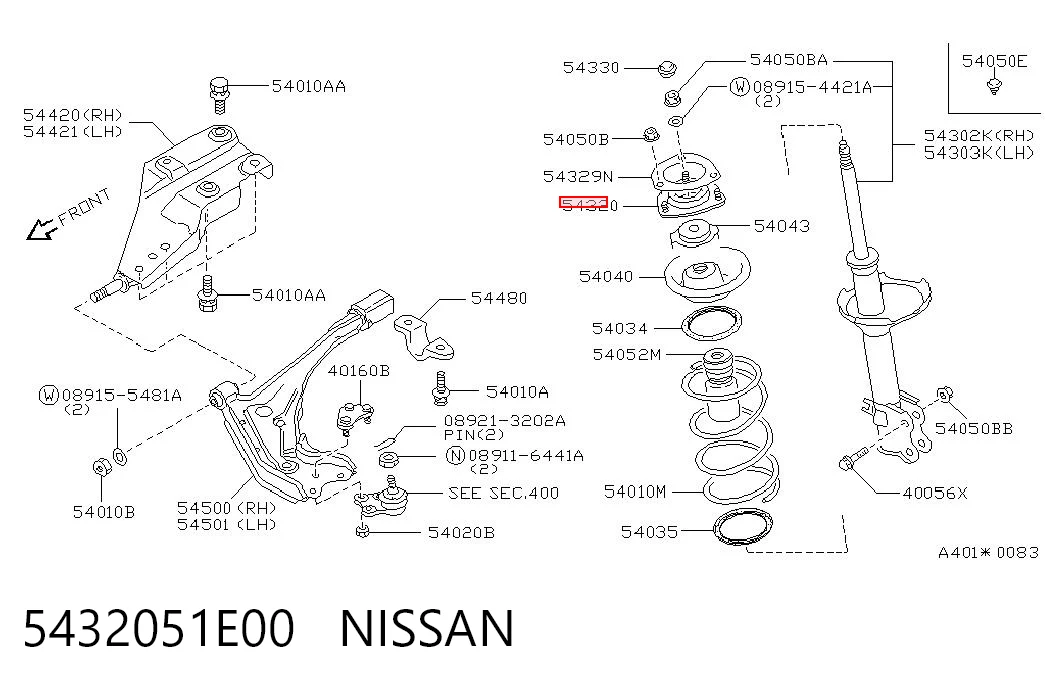 Купити Опора амортизатора переднього Nissan Serena  C23