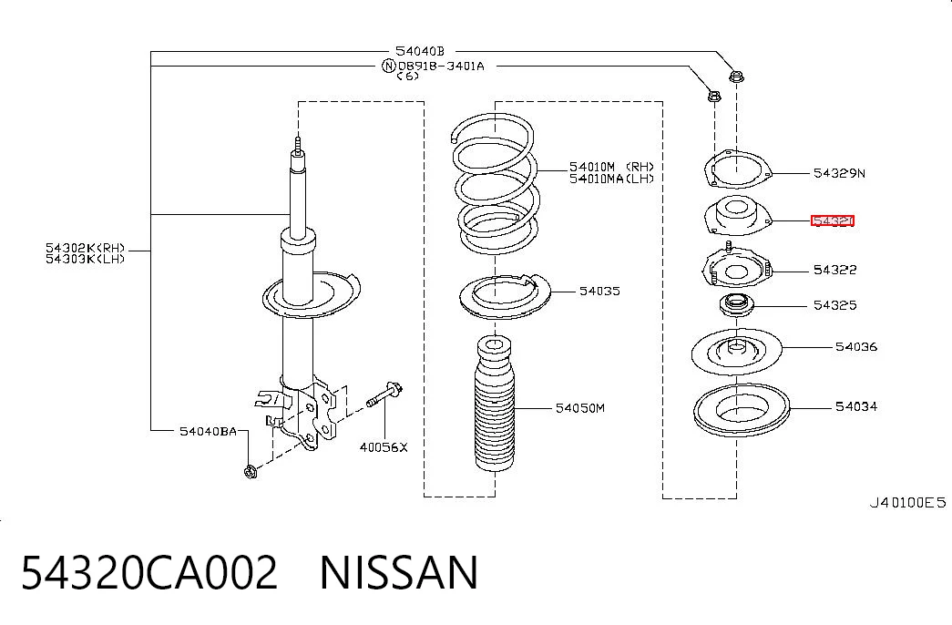  Опора амортизатора переднього Nissan Teana 