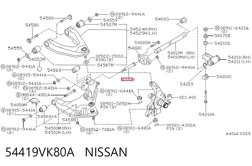54419VK80A Nissan/Infiniti Болт переднього важеля, нижнього