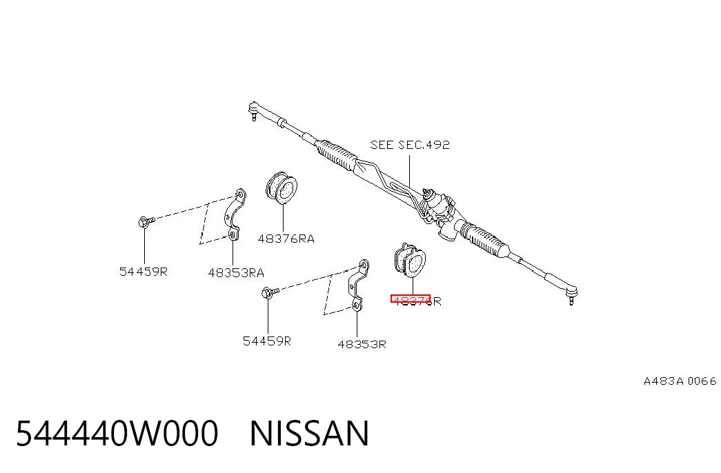 544440W000 Nissan/Infiniti Втулка кріплення кермової рейки, права