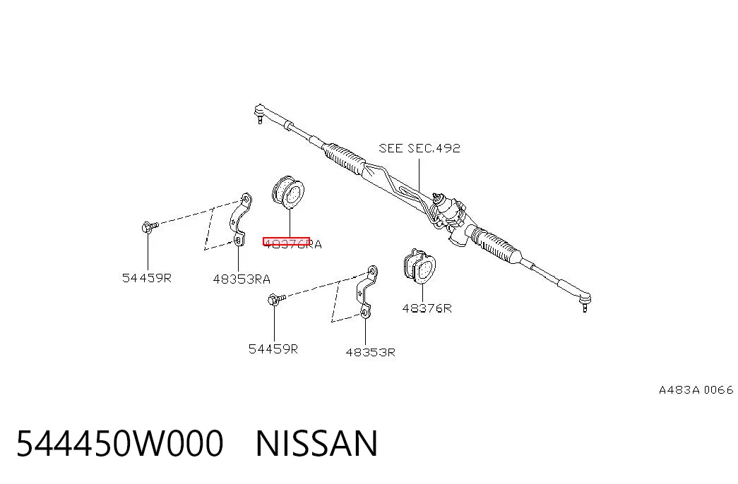 544450W000 Nissan/Infiniti Втулка кріплення кермової рейки, ліва