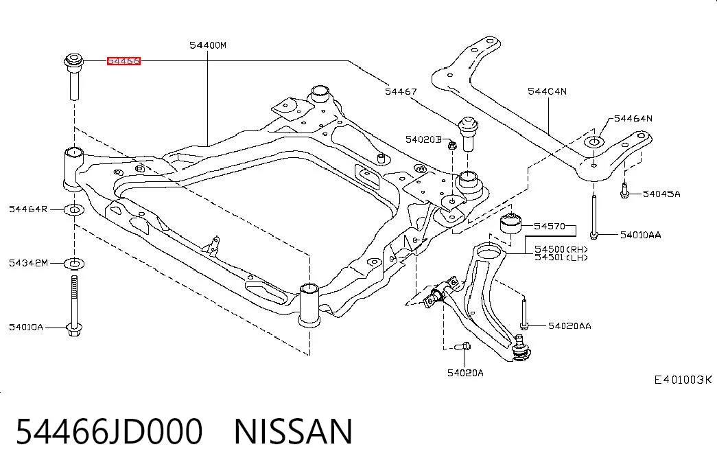 54466JD000 Nissan/Infiniti Подушка передньої балки