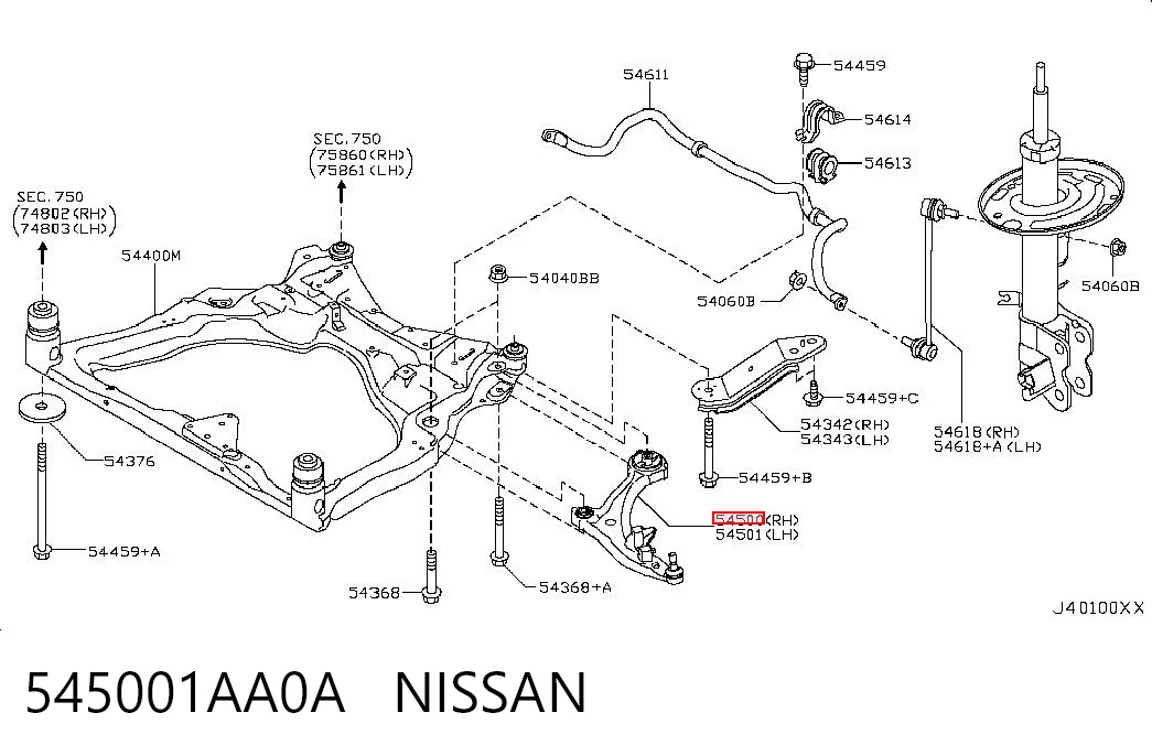 Важіль передньої підвіски нижній, правий Nissan Murano позашляховик (Z51) (2007 - 2014) ціна, від 63.35 USD