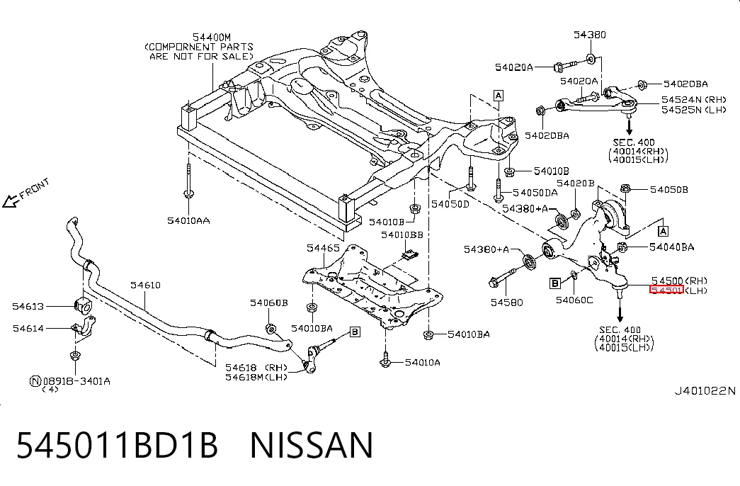 545011BD1B Nissan/Infiniti Поперечний важіль