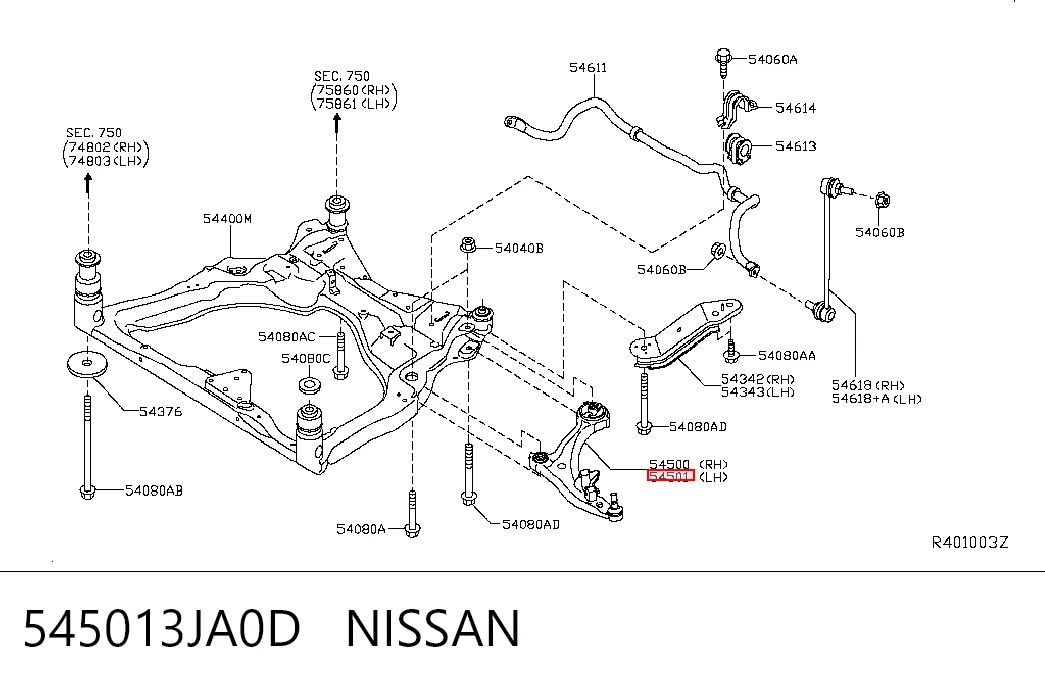 545013JA0D Nissan/Infiniti Поперечний важіль