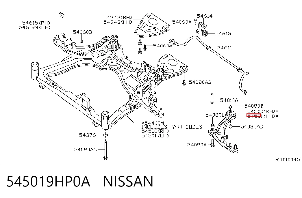 545019HP0A Nissan/Infiniti Поперечний важіль