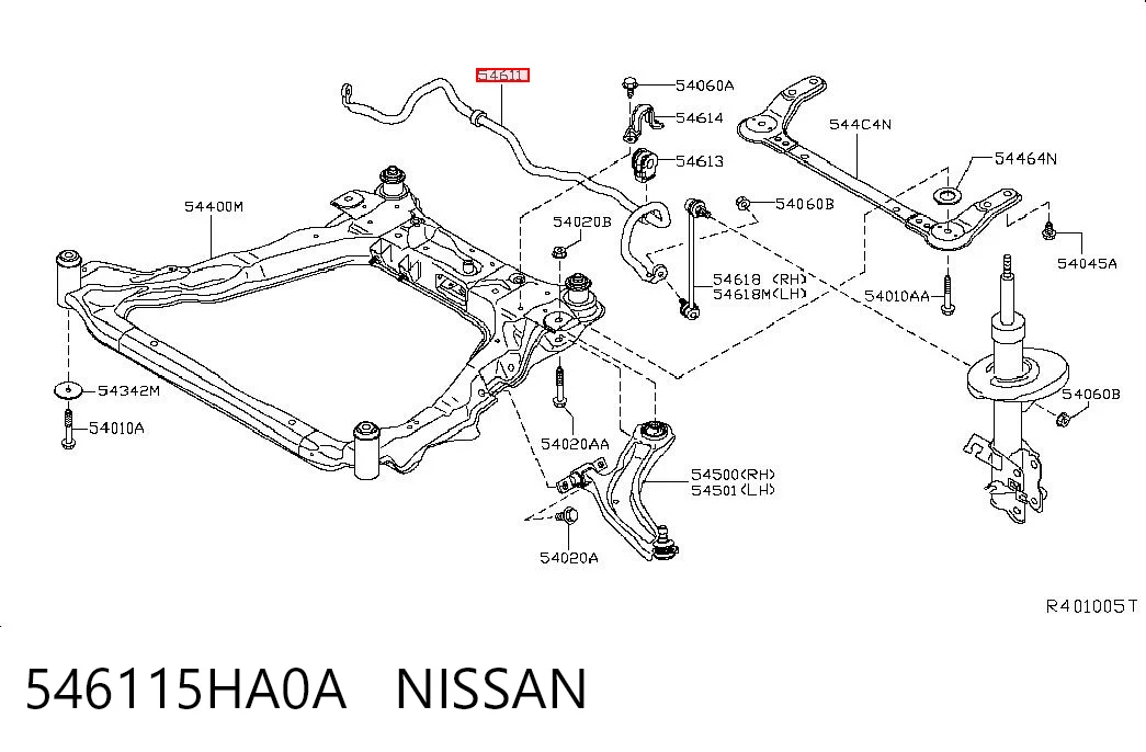 Стабілізатор передньої підвіски на Nissan Rogue  T32U